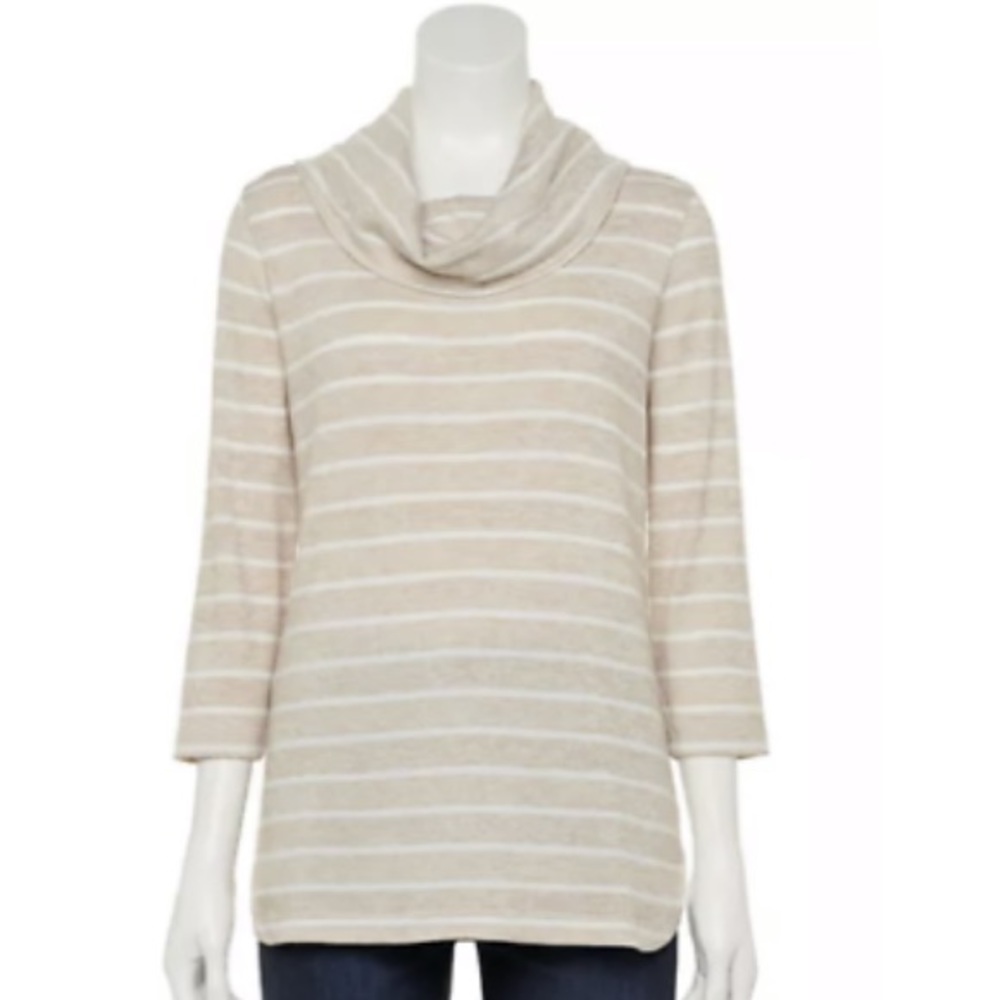 3/10 Women's Croft & Barrow® 3/4 Sleeve Cowlneck Top